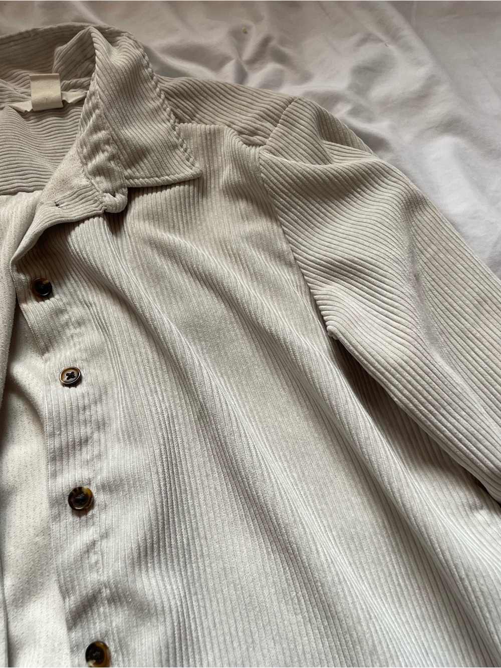 H&M Cream Ribbed Button-Up Blazer Jacket - Picture 2 of 3
